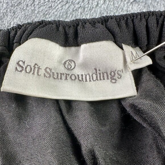 SOFT SURROUNDINGS Embroidered Midi Skirt Women’s Size M Black Tan Pleated Office - Picture 7 of 12